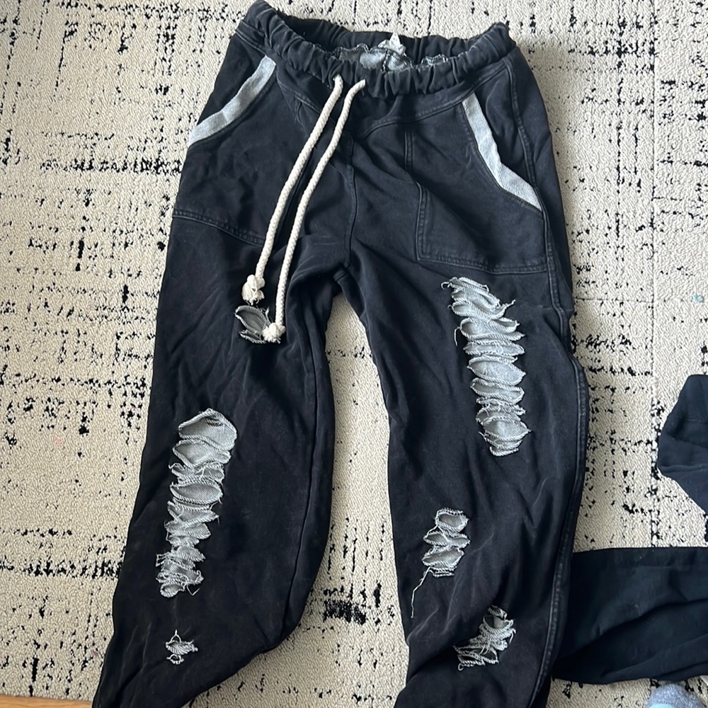 Distressed black joggers